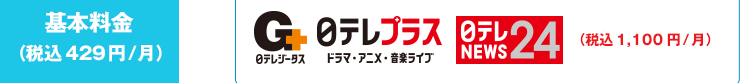 基本料金（税込み429円）＋日テレ系CSの3chで税込み1,100円